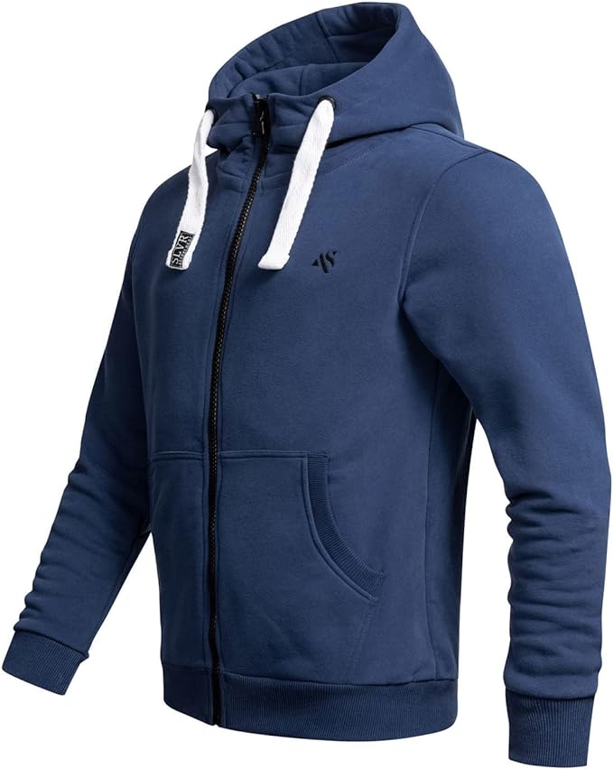 Holen Sie sich den perfekten Begleiter für die kommende Herbstsaison: Die ALESSANDRO SALVARINI Sweatjacke AS-314 in Blau